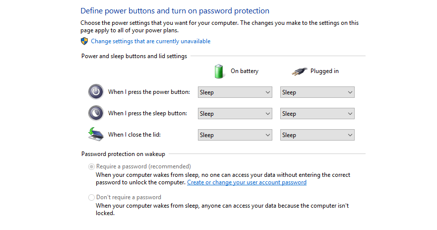 Change Settings that are currently unavailable