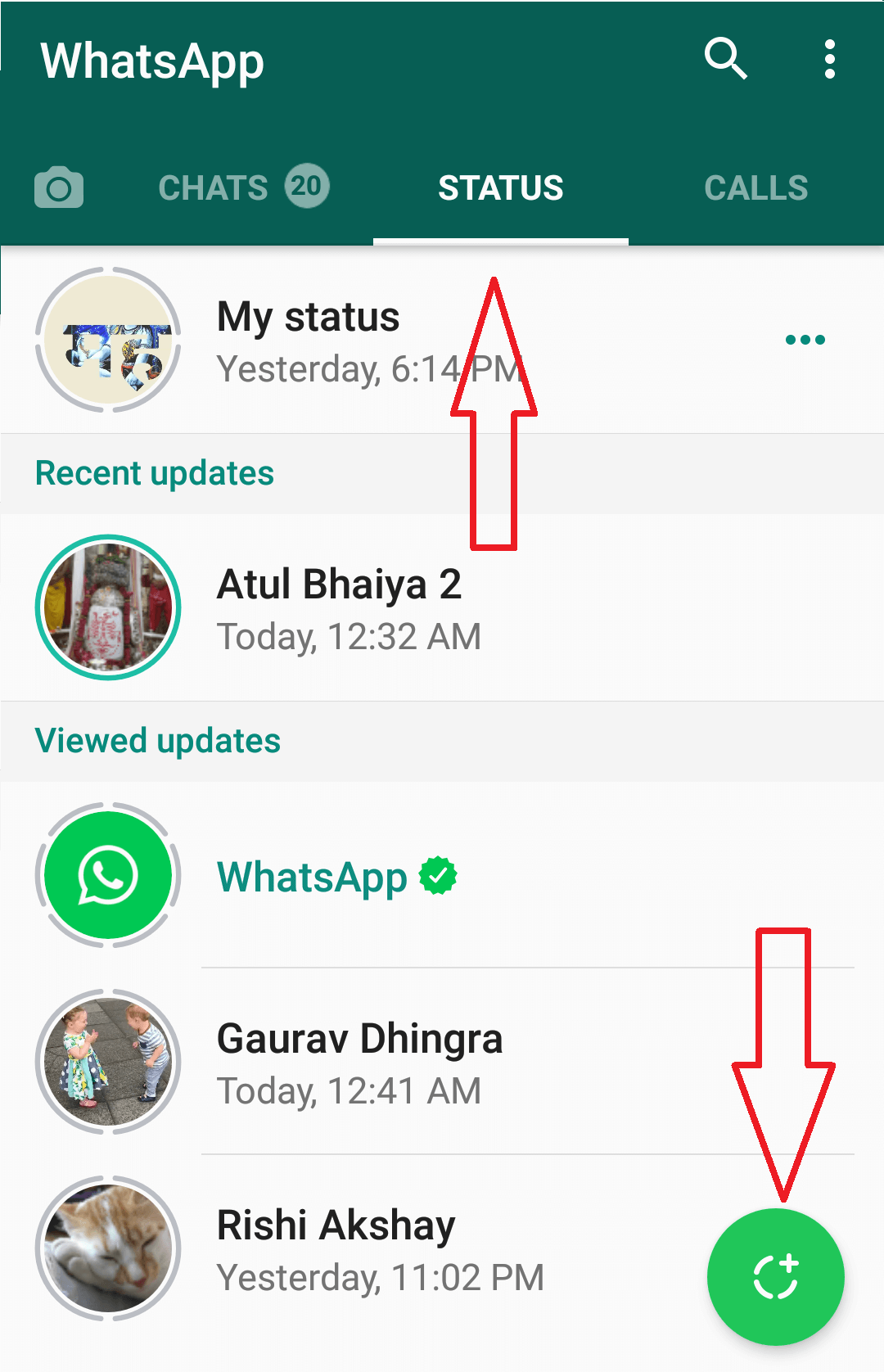whatsapp icon in status