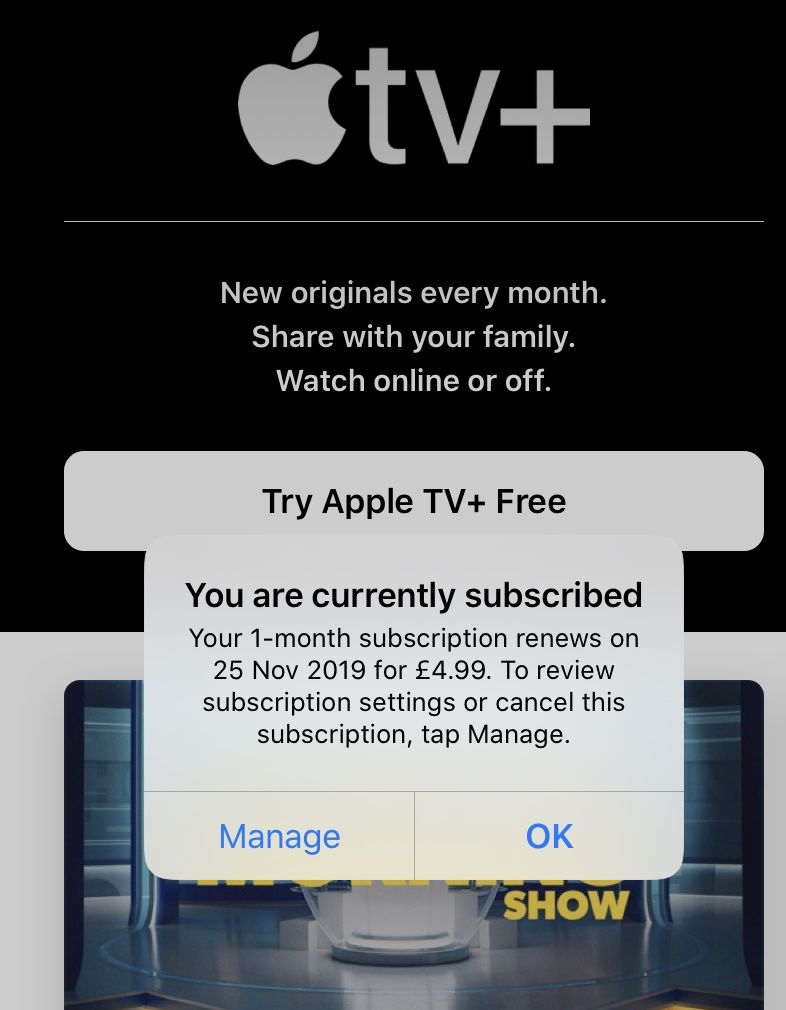 Apple TV plus subscription 