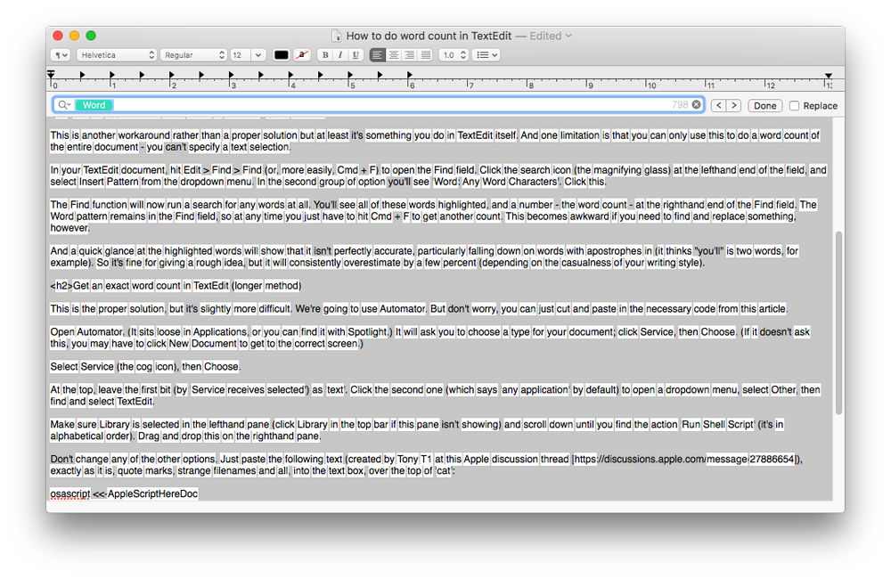 word counter for mac os x