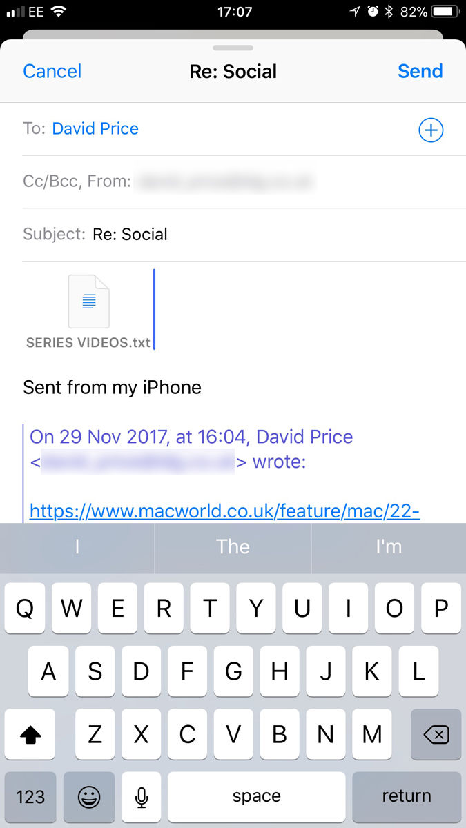 Add and send email attachments on iPhone