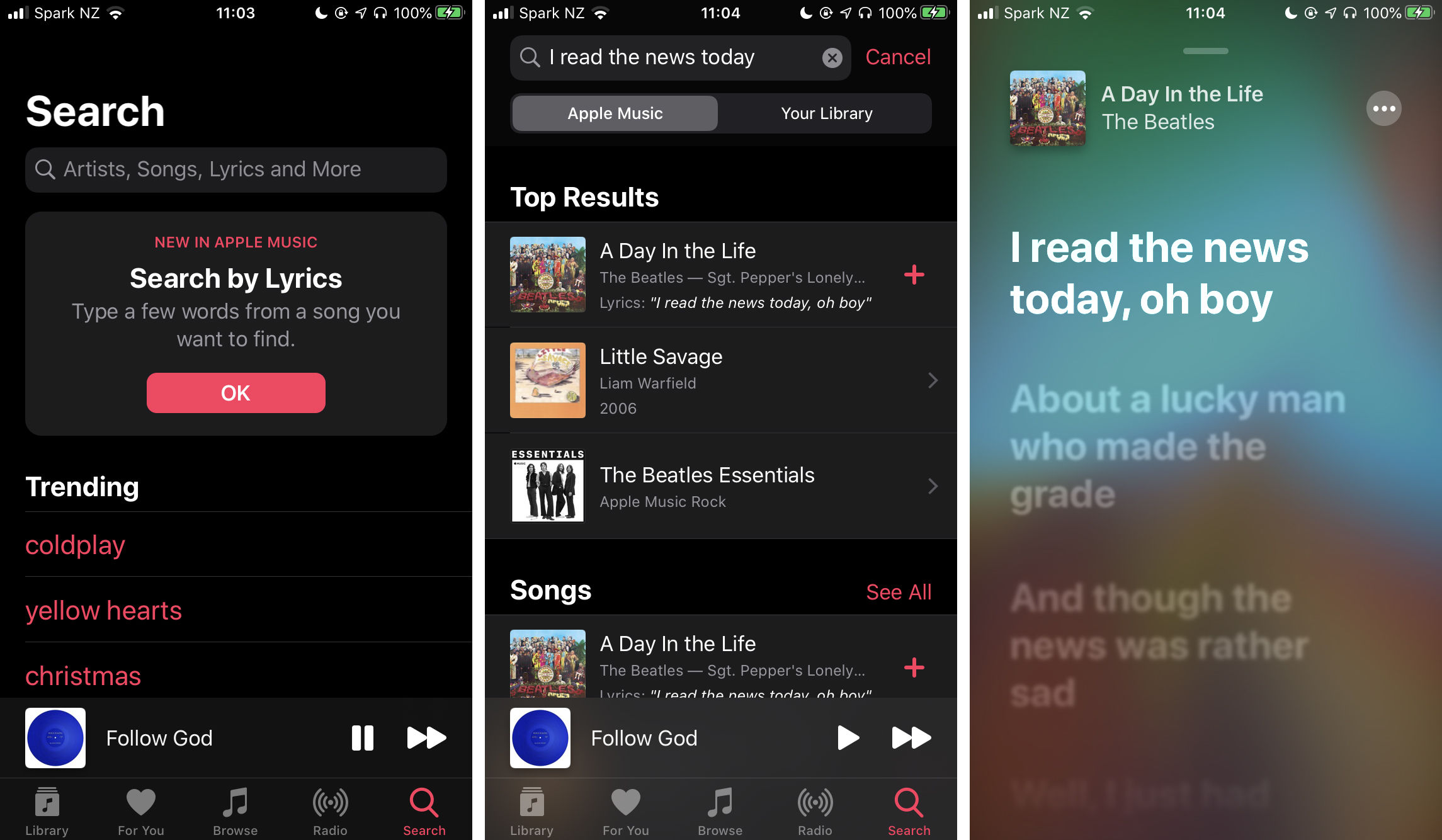 Search with Lyrics on Apple Music