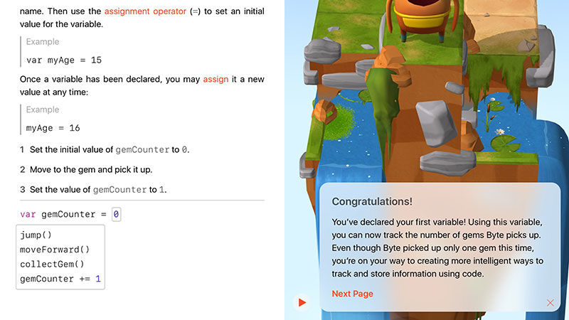How to use Swift Playgrounds: Byte first variable in Swift Playgrounds