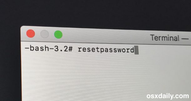 macos utilities reset password