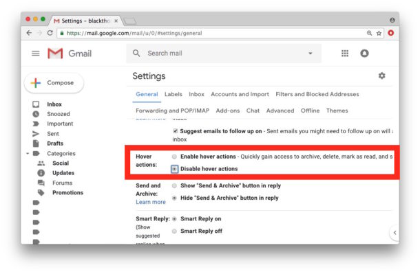 Disable new Gmail hoover actions