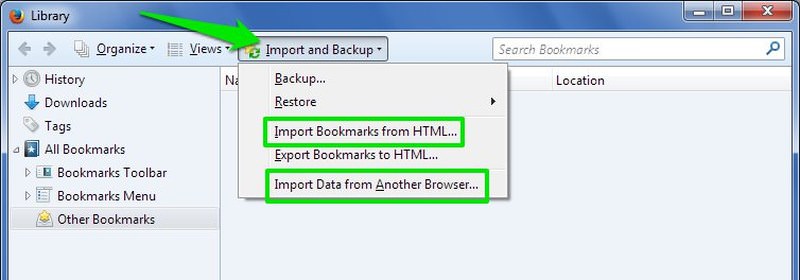 import bookmarks firefox