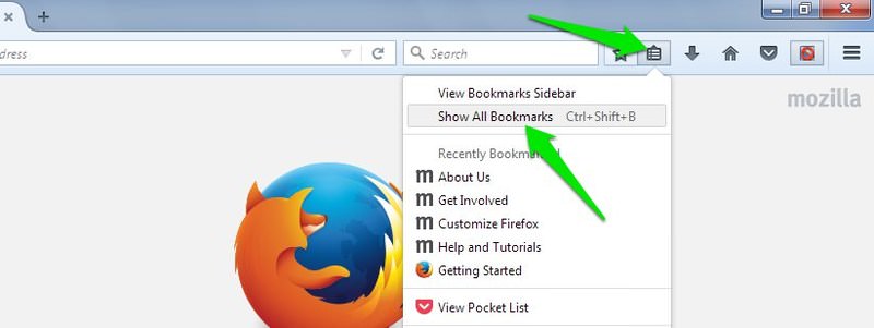 show all firefox bookmarks