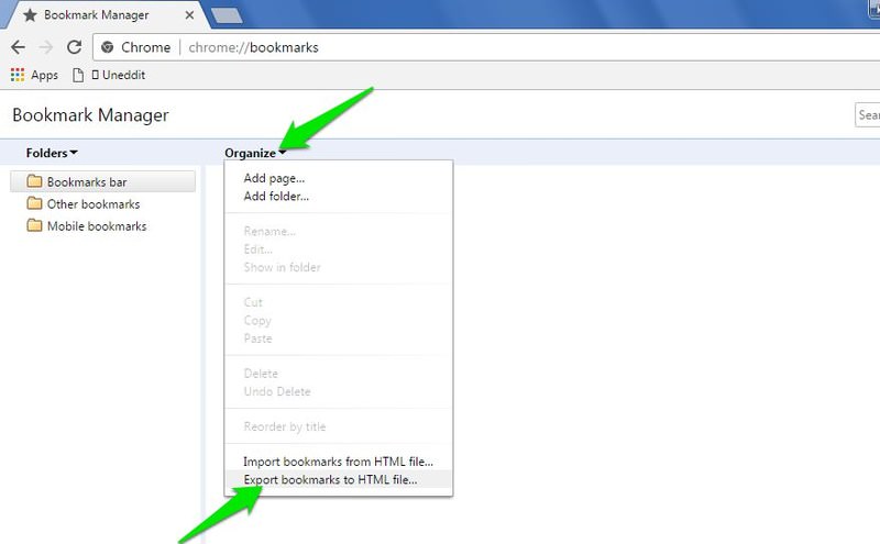 Export Chrome bookmark