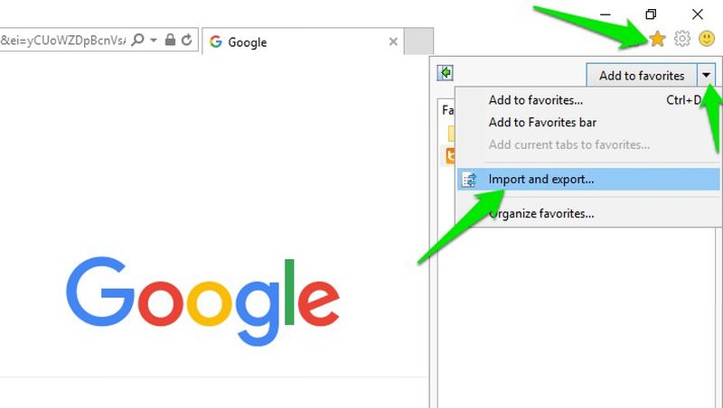 import and export internet explorer
