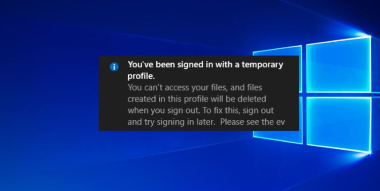 ‘Logged in With a Temporary Profile Error’