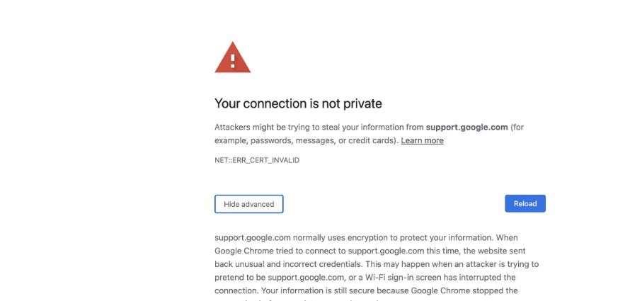 'NET::ERR_CERT_INVALID error'