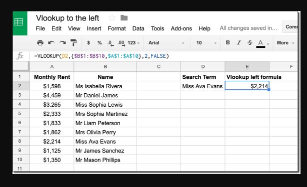How to use VLOOKUP function in Google Sheets