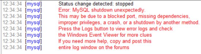 Fix: 'MySQL Shutdown Unexpectedly' issue