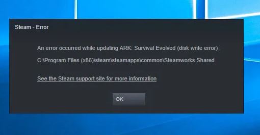 Fix: 'Steam Disk Write Error' issue
