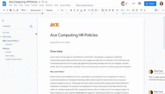 Google Docs: How to Add Summary
