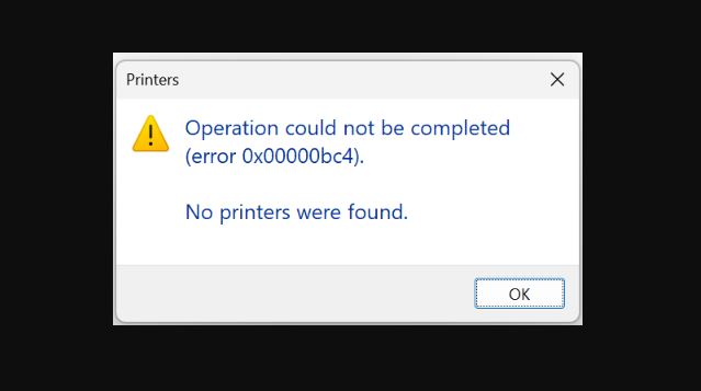 Fix: '0x00000bc4, No printers were found error' issue