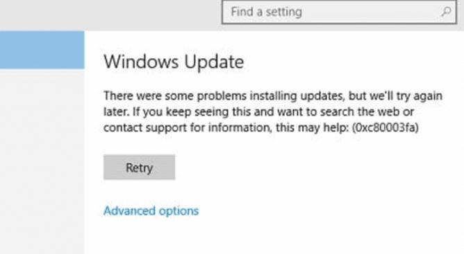 Fix: '0xC80003FA Windows Update Error' issue