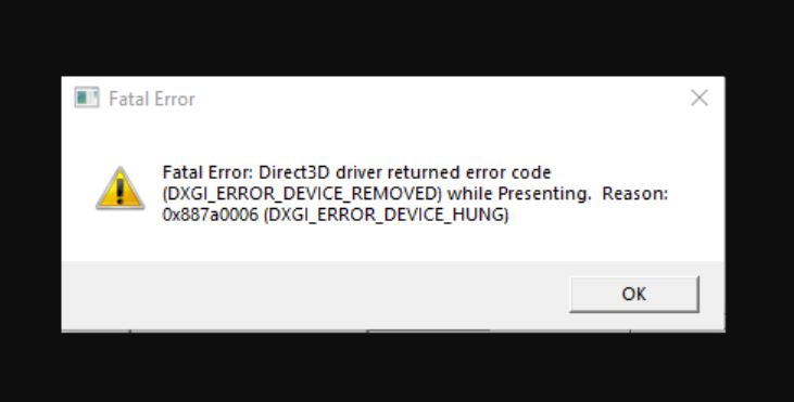 How To Fix 'DXGI_ERROR_DEVICE_REMOVED' Issue