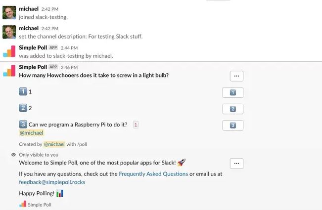 Slack: How to create a poll