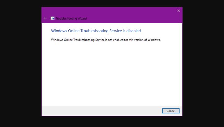 How to fix 'Windows Online Troubleshooting Service is Disabled' issue