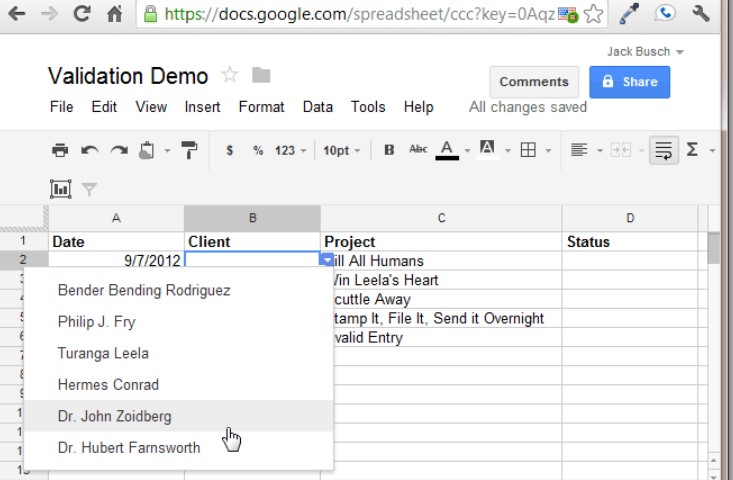 Google Docs: How to Create Dropdown List