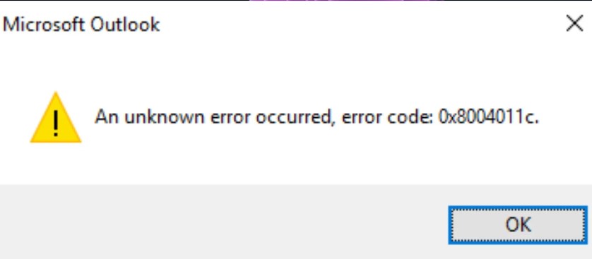 Fix: 'Outlook error code 0x8004011c' issue
