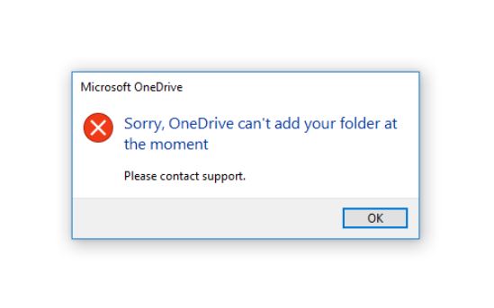 How to fix 'Sorry, OneDrive can't add your folder right now' issue