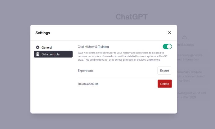 How to Delete your ChatGPT Account