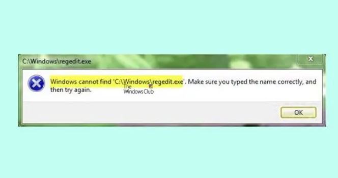 How to Fix 'cannot find regedit exe' error in windows 11