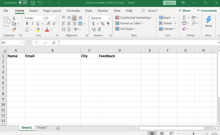 How to Create a Form in Excel