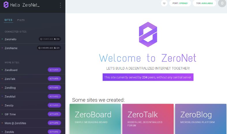 Zeronet vs Tor 