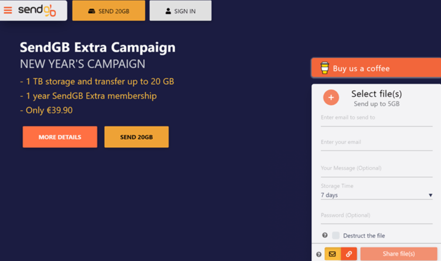Wetransfer vs Sendgb