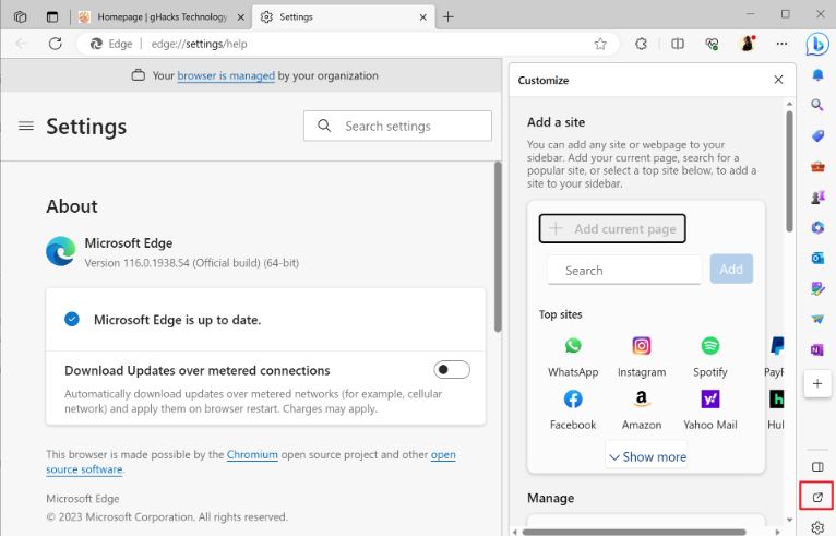 How to attach the Edge sidebar to Windows desktop