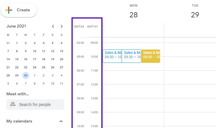 How to Display a Secondary Timezone in Google Calendar