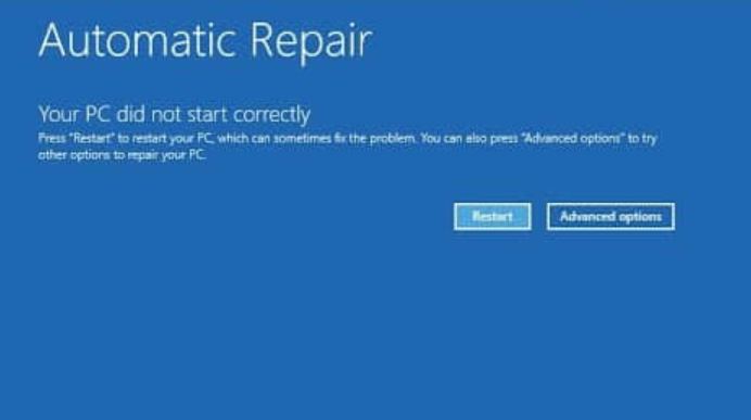 Fix: “Your PC Did Not Start Correctly” Error