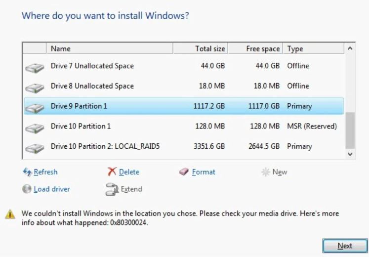 How to Fix 'Error 0x80300024 When Installing Windows' issue