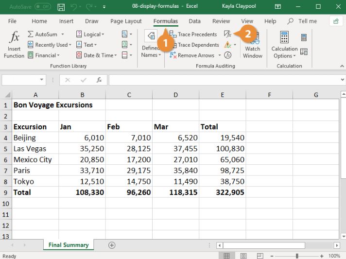 How to Show Formulas in Excel