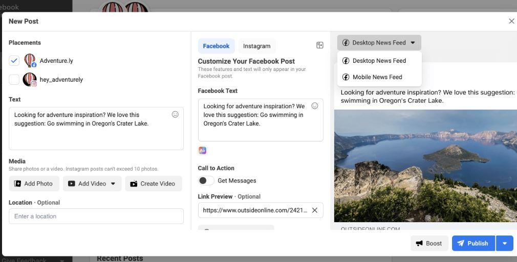 How to schedule Facebook Post