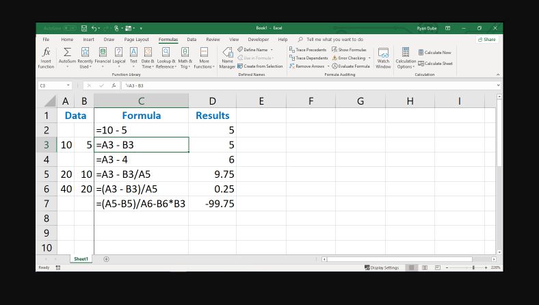 How to Subtract in Excel
