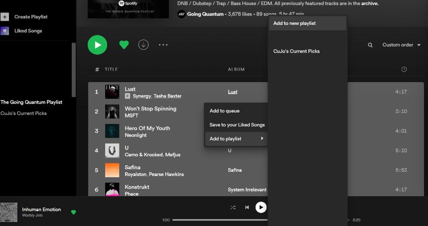 How to combine playlists on Spotify