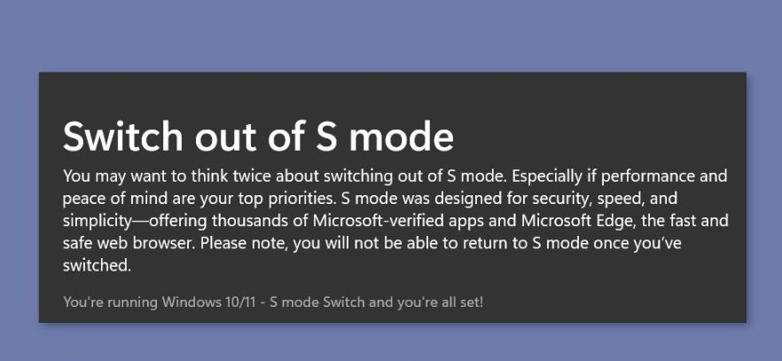 How to Fix “Can’t Switch Out of S Mode” Issue in Windows
