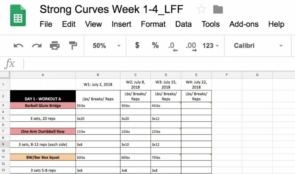 Best Google Sheets Workout Templates