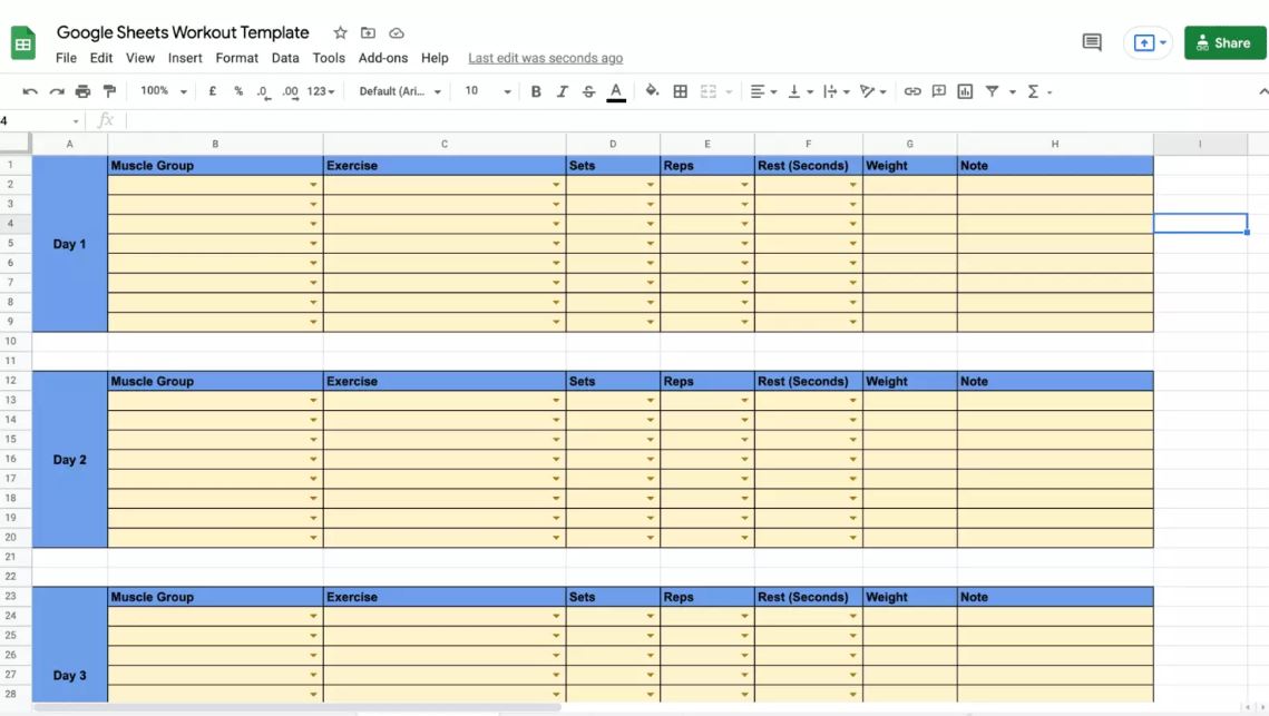 Best Google Sheets Workout Templates