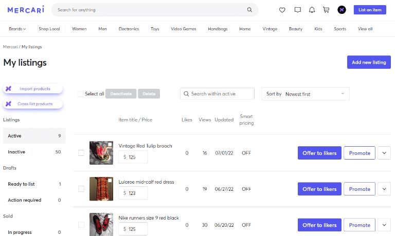 Mercari vs eBay