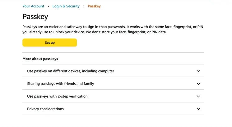 How to Set Up Passkeys on Amazon