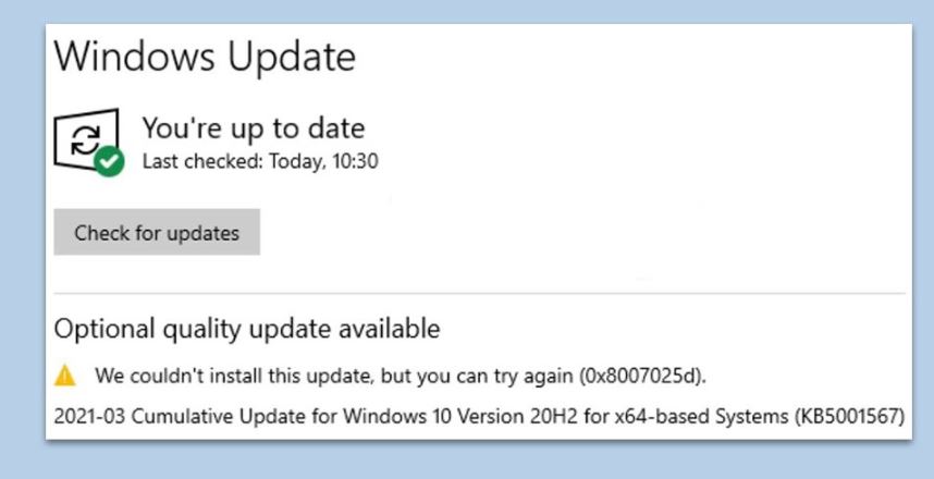 How to Fix "Windows Install Error 0x8007025D" issue