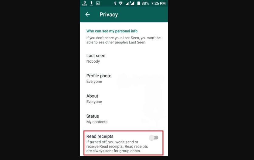 How to turn on Blue Ticks in WhatsApp