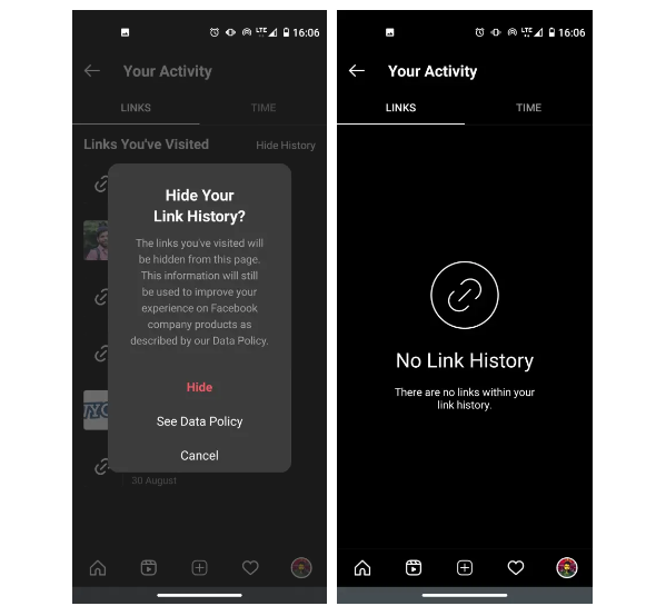 How to Turn Link History On or Off on Instagram
