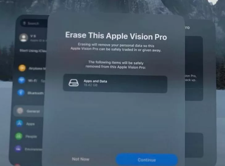 How to factory reset the Apple Vision Pro