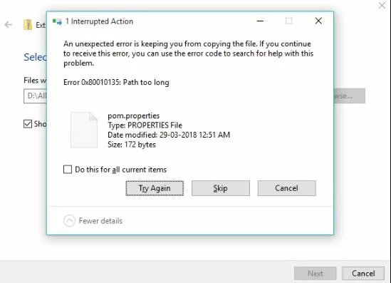 How to Fix "Zip File Error 0x80010135: Path Too Long" issue